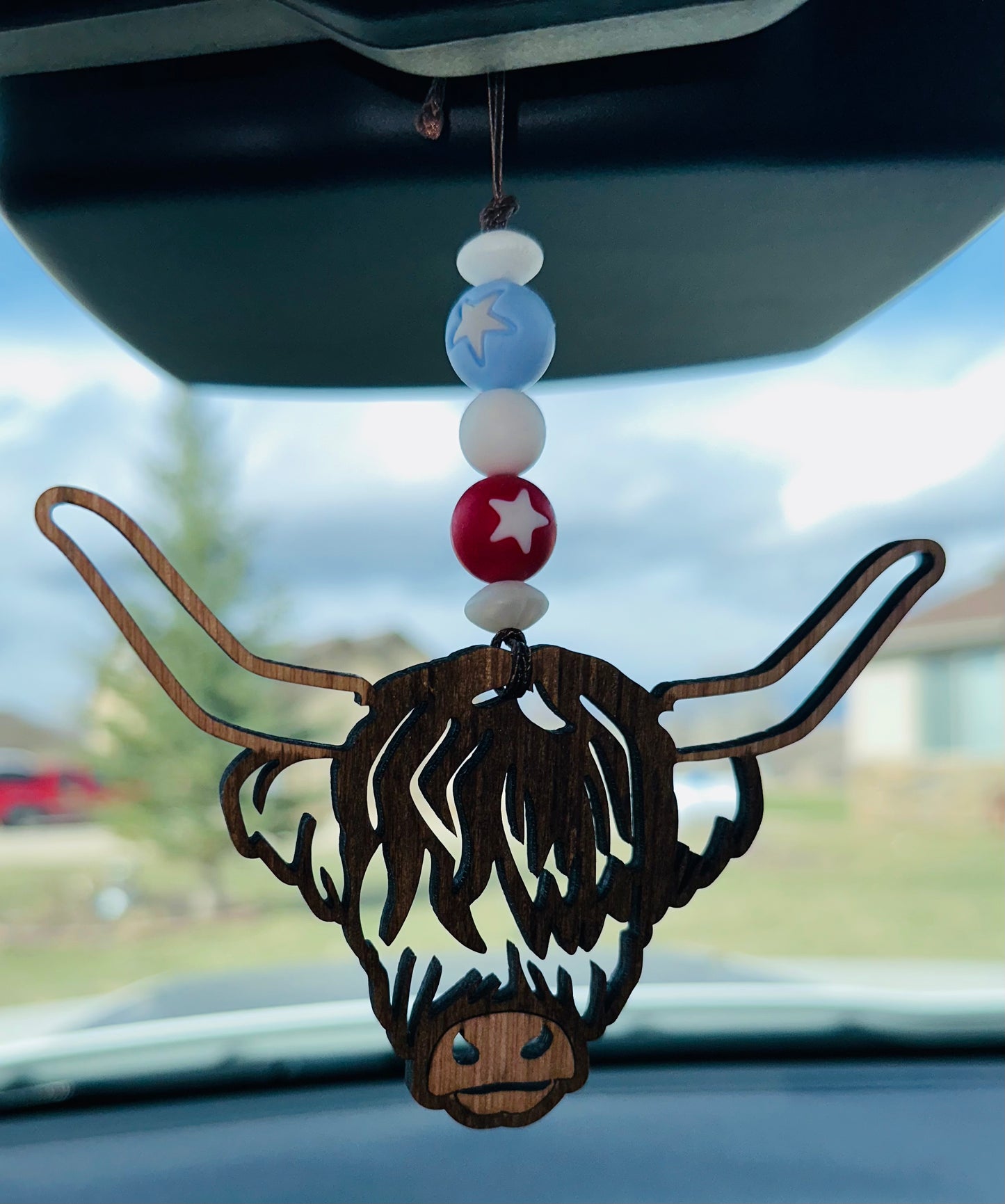 Patriotic Longhorn Car Charm