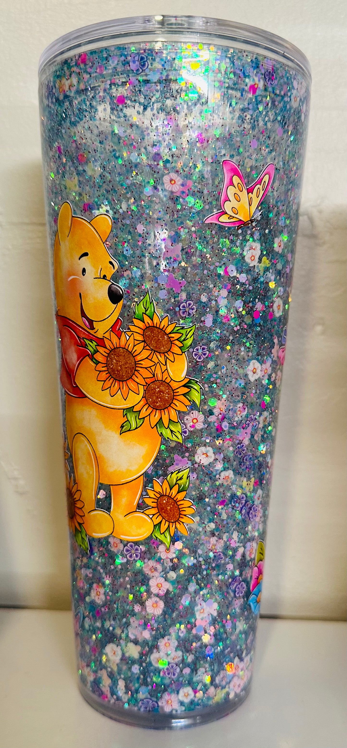 Yellow Bear Spring Acrylic 24oz Snowglobe Tumbler