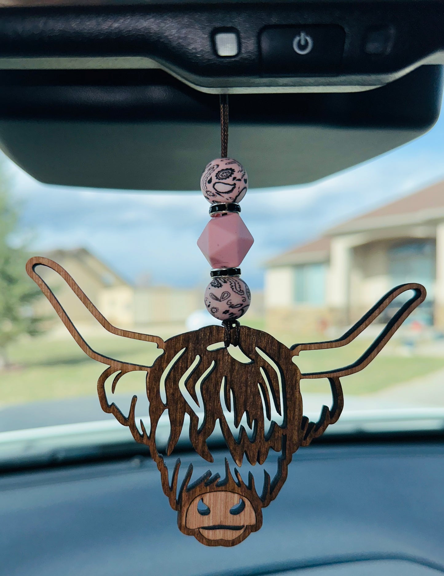 Pink Longhorn Car Charm