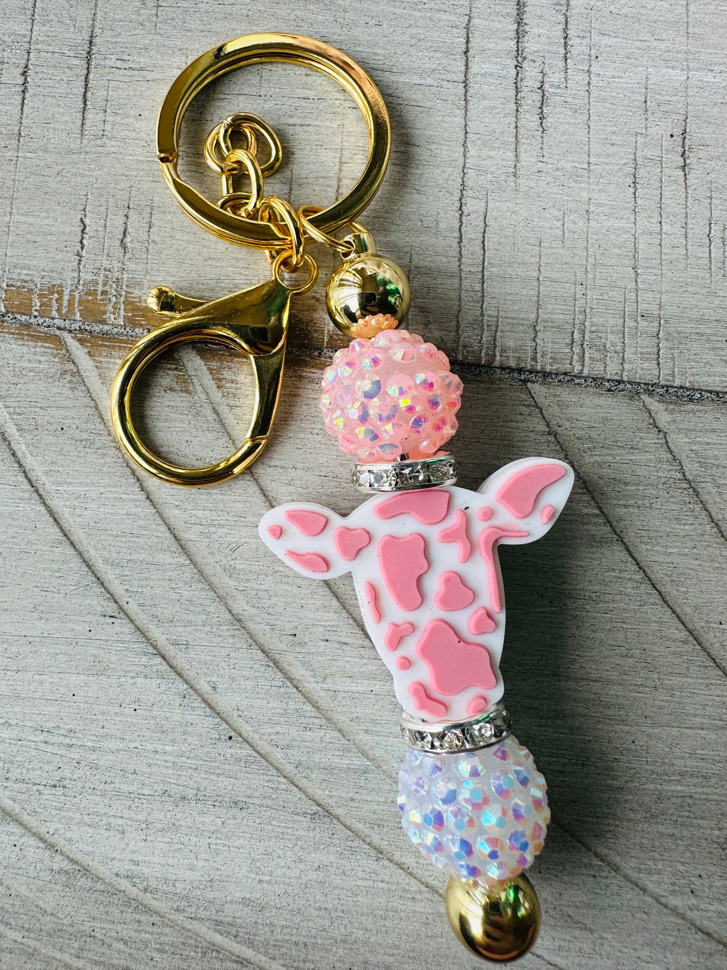 Pink Cow Keychain