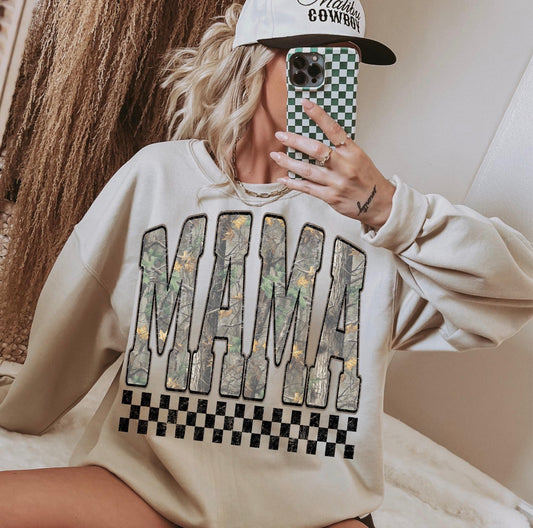 Camo Mama w/Checkers Sweatshirt- Preorder