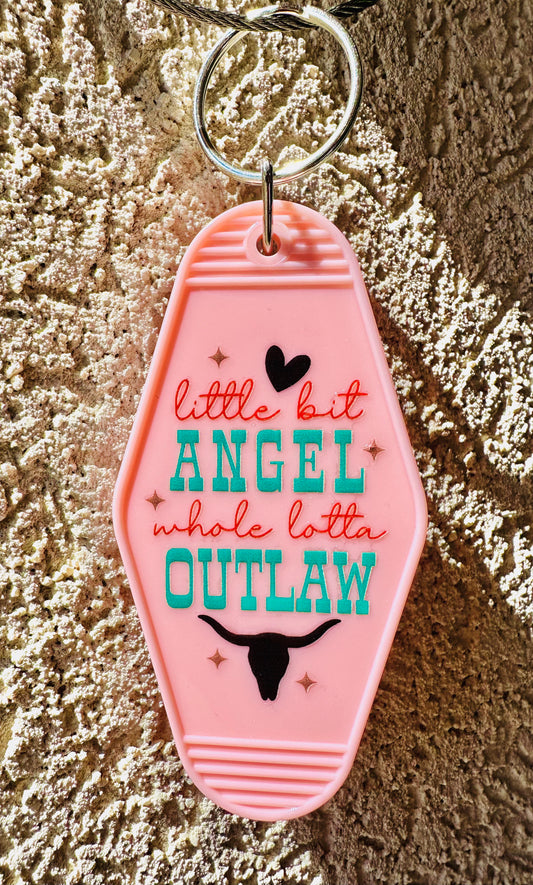 Motel Keychain- Little Bit Angel Whole Lotta Outlaw