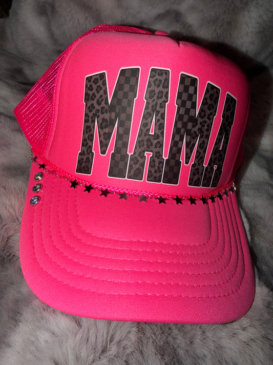 Mama Hot Pink Hat w/Star Chain