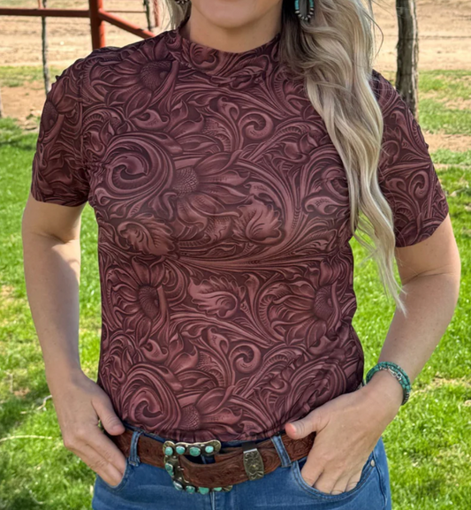 Country Roads Short Sleeve Mesh Top