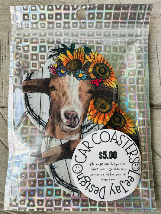 Goat w/Sunflowers Coasters