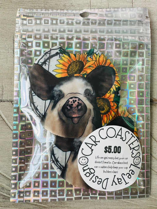 Sunflower Pig Coasters