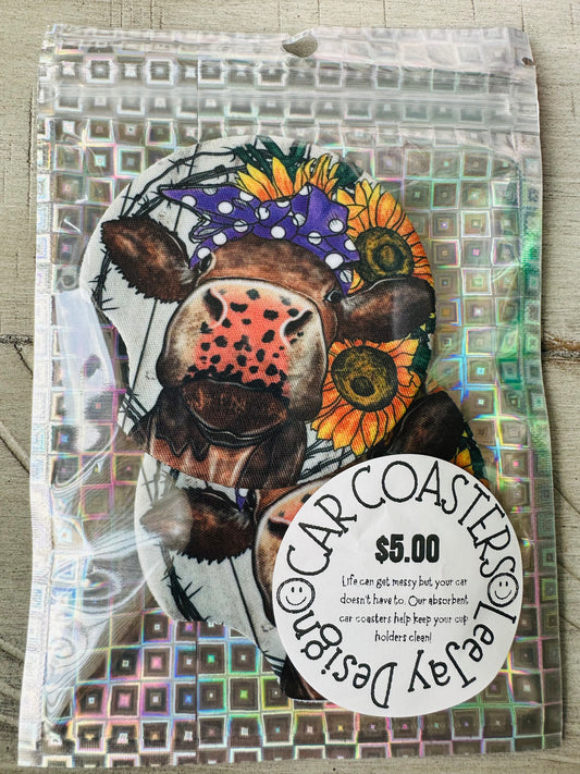 Sunflower Cow Coasters